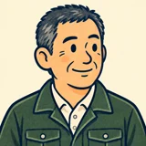 緑の作業着の相談者(架空のイラスト)